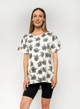 Dámske  predĺžené  tričko s potlačou ruže